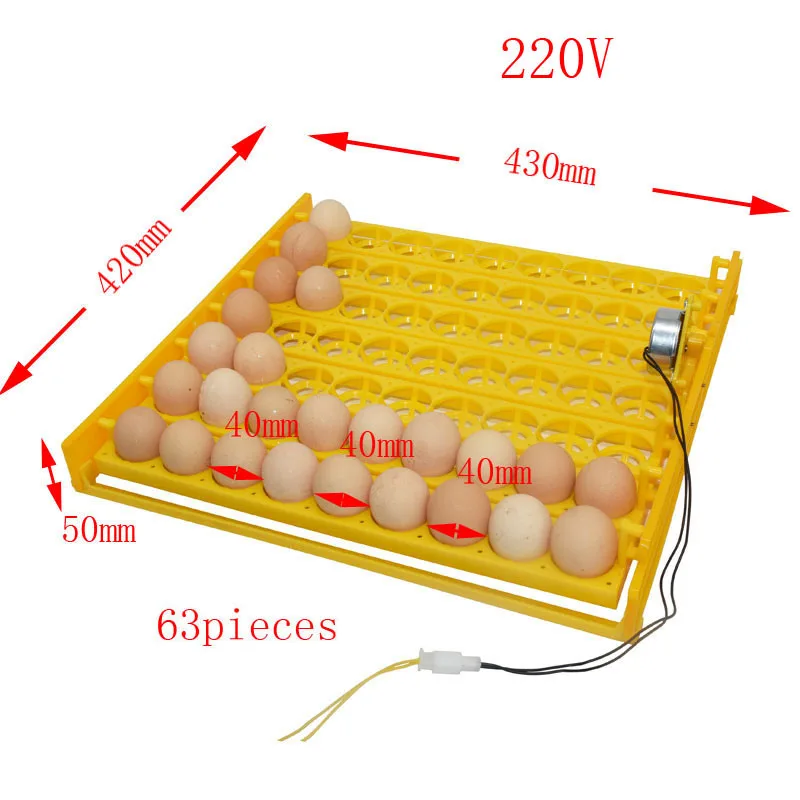 63 яиц инкубатор поворот лоток куры утки и другие птицы инкубатор Автоматически поворачивает яйца птицы инкубационное оборудование 1 комплект - Цвет: 220V