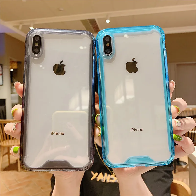 

Soft Transparent Phone Case For iPhone 7 8 6 6S Plus Colorful Border Case For iPhone X XS MAX XR Shockproof Cover Funda