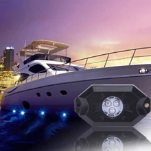 8PCS RGB LED Rock Lights Wireless Bluetooth Music Boat Interior Marine Deck Light RGB Accent Pod Kit Waterproof