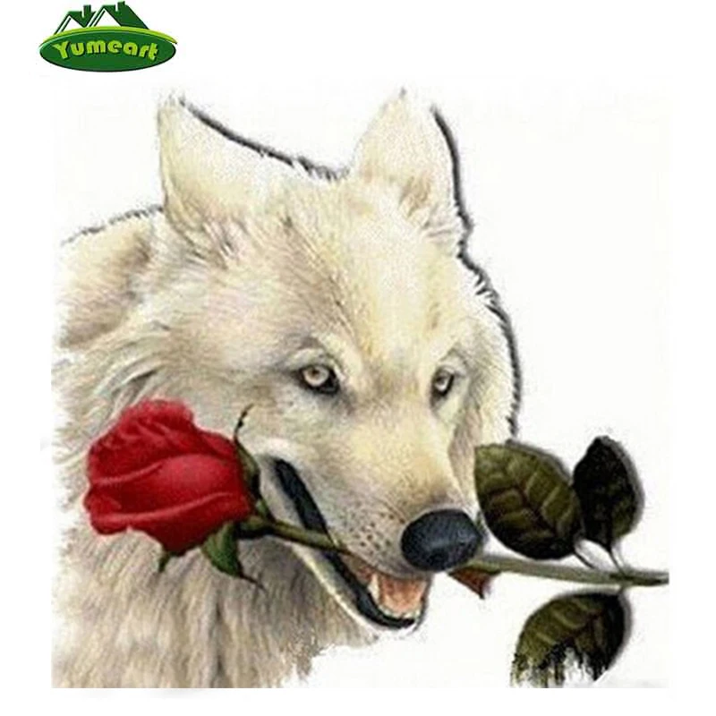 Wolf Han rose 30x40 новая вышивка сделай сам алмазная живопись крестиком Вязание