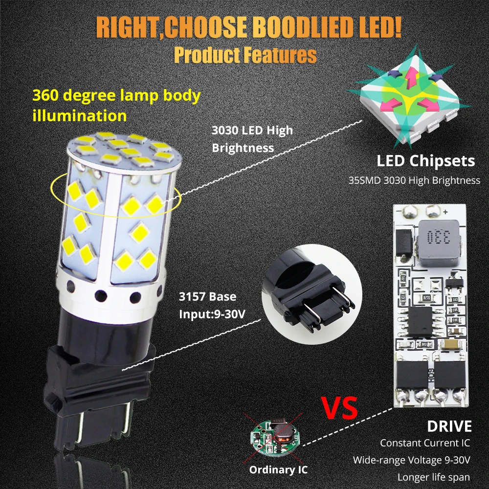 15 Вт 9-30в 3157 T25 светодиодный ламп; большие размеры 35-чипы 3030 SMD светодиодный Нет Hyper флэш-белый свет лампы для Автомобильный поворотный сигнал заднего хода освещению номерного знака