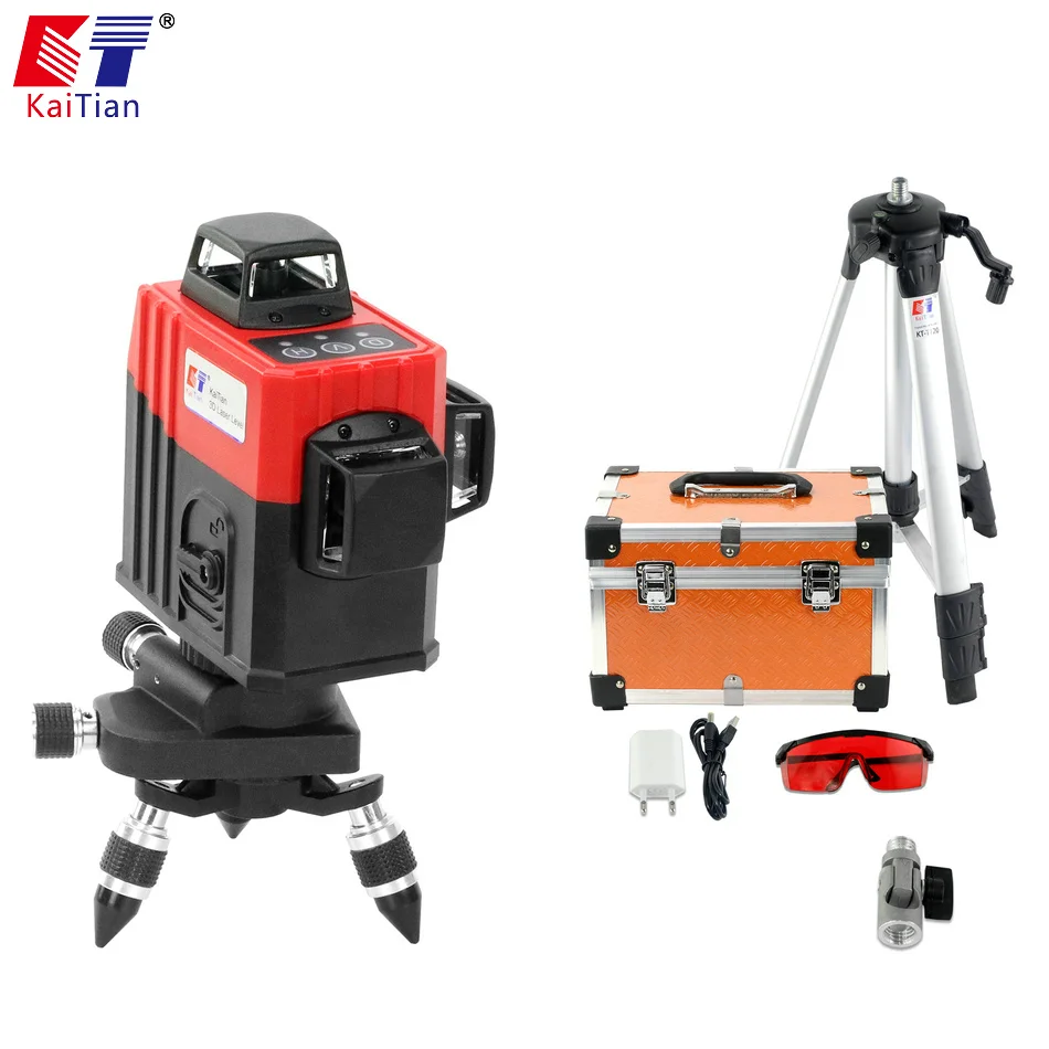 KaiTian 3D Laser Level Tripod 360 Rotary with Outdoor Tilt Function Self-Leveling 650nm Laser Beam Cross 12 Lines Level Nivel KaiTian 3D Laser Level Tripod 360 Rotary with Outdoor Tilt Function Self-Leveling 650nm Laser Beam Cross 12 Lines Level Nivel
