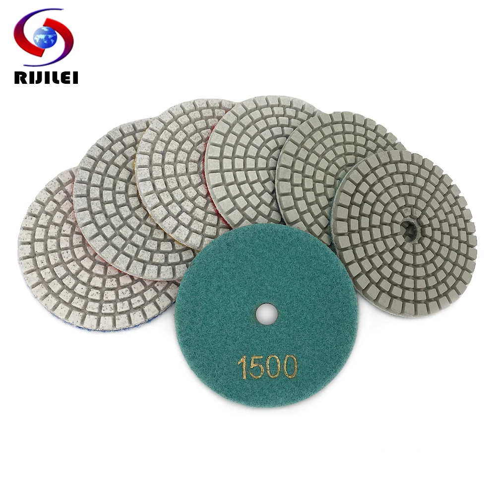 RIJILEI 7PCS/Set 3inch White Diamond Polishing Pads 80mm Wet Flexible