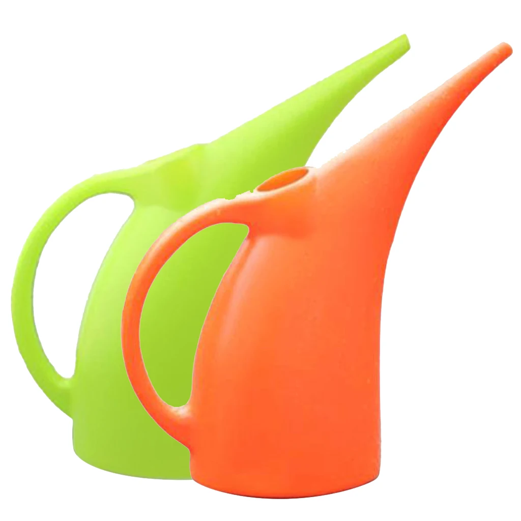 2Pcs Lightweight Watering Can Garden Plants Indoor Outdoor 2L Orange&Green