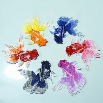 

Fashion Color Fish Embroidered Patches Sewing Stickers For Clothing Applique Diy Accessories Embroidered Goldfish Cloth Sticker
