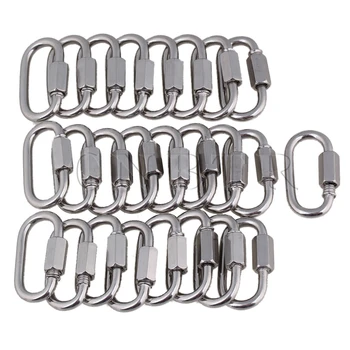 

CNBTR Silver M3.5 Silver 304 Stainless Steel Quick Link Chain Fastener Carabiner Lock Ring Hook with Threaded Nut Pack of 25