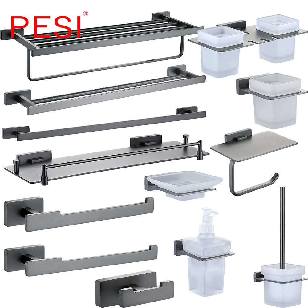 Bathroom Accessories Luxury All Brass Towel Ring Rack Bar Toilet Paper Tissue Holder Shelf Hardware Set Robe Hook, Gun Gray. Bathroom Accessories Luxury All Brass Towel Ring Rack Bar Toilet Paper Tissue Holder Shelf Hardware Set Robe Hook, Gun Gray.