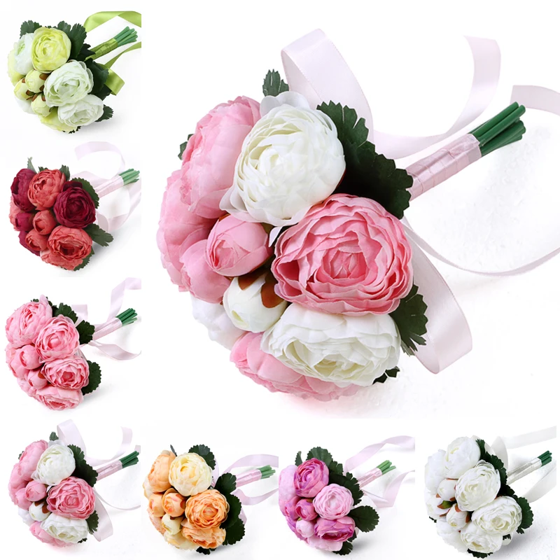 Cheap Small Wedding Bouquets With Ribbon Handle 2018 Women Props