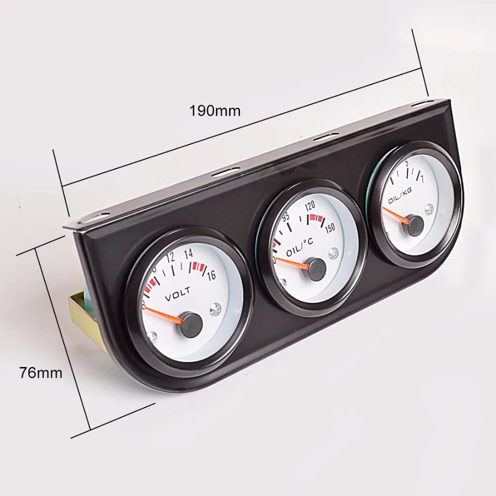 Дракон манометр автомобильный тройной Калибр комплект УФ-фильтр 52 мм с Напряжение+ масло Температура переключатель градусов Цельсия/Фаренгейта+ масло Пресс кг/фунтов/кв. дюйм 3-в-1 комплект черной рамкой