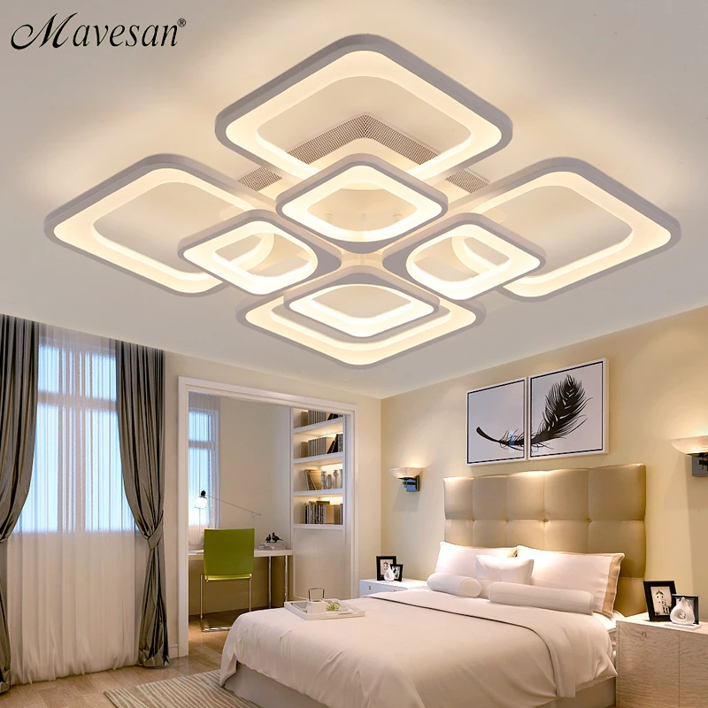 

2018 Square led lamp ceiling with brightness dimmer for living room bedroom flush mount plafonnier led light lamparas de techo