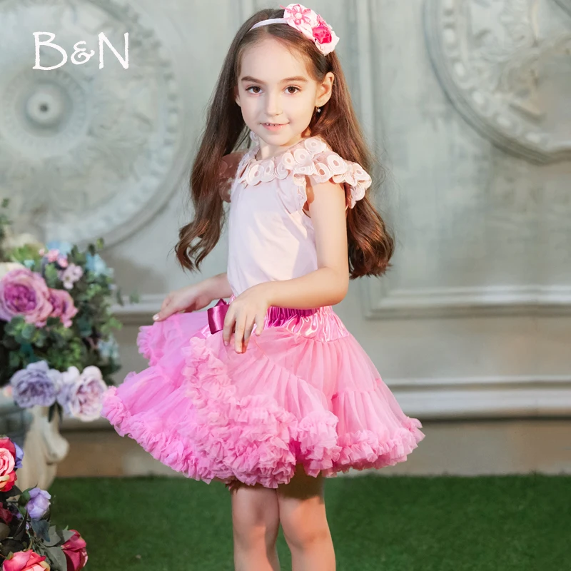 

Casual Cute Knee-Length Ball Gown Hoset Baby Girls Pettiskirt Tutu Ruffle Fluffy Chiffon Soft Princess Tutu Pettiskirt