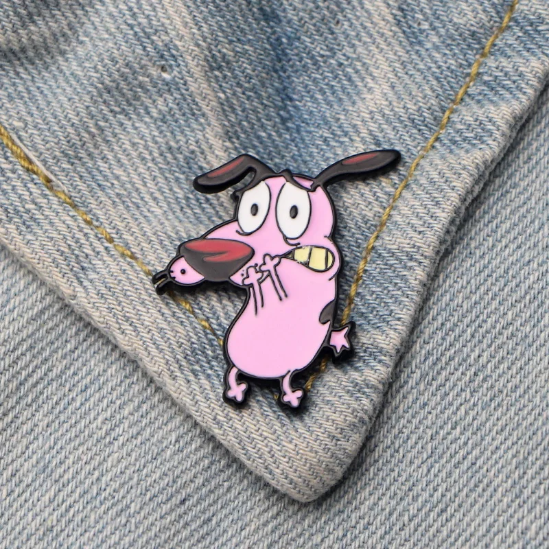 

DMLSKY COURAGE The Cowardly Dog Art Enamel Pins and Brooches Lapel Pin Backpack Bags Badge Clothing Decoration Gifts M3470