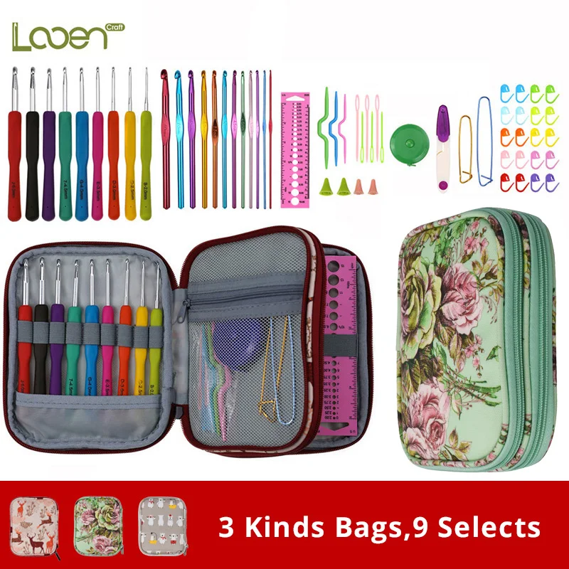 

Looen Crochet Hooks Set Cut Animal Ergonomic Yarns Crochet Knitting Needle Scissors Sewing Set Accessories DIY Needle Arts Craft