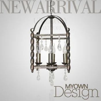 

loft Mediterranean American style rural crystal retro iron house pendant light restaurant bar living room hanglamp