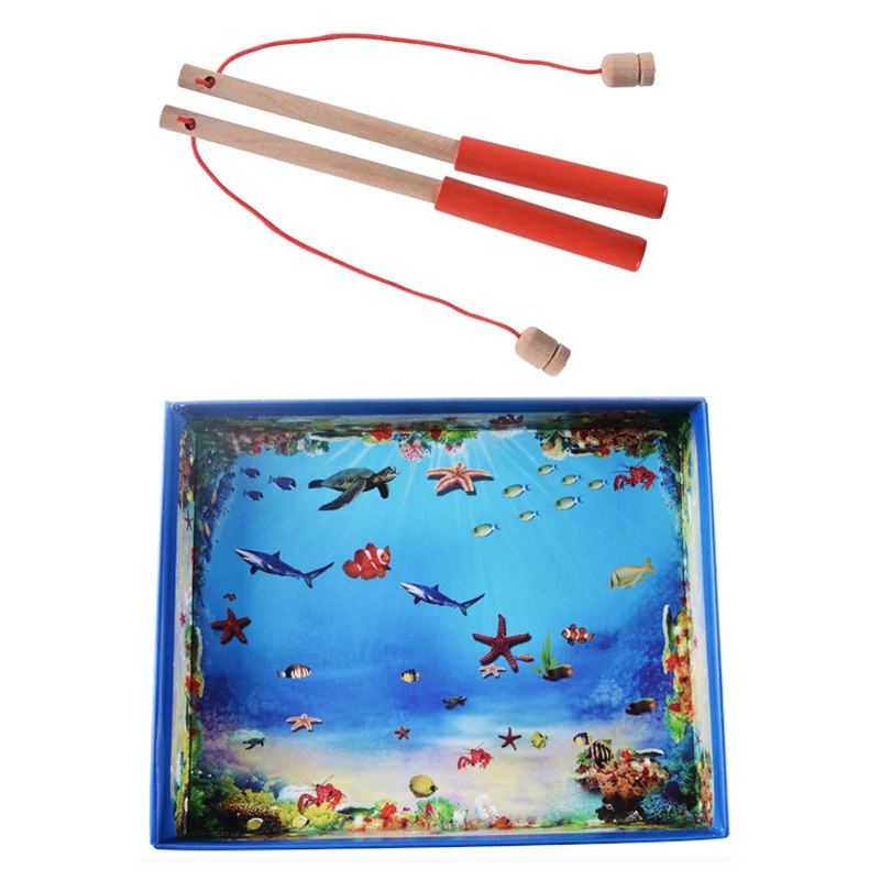 Logwood игрушки для шт. маленьких детей 32 шт. Магнитная рыбалка развивающие рыбалка игры детские деревянные игрушки на день рождения