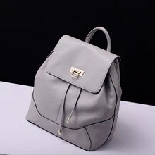 Super Simple Women Soft Genuine Leather Backpack Fashion All-Match Drawstring Backpack Waterproof Colleage Girls Shoulder Bag