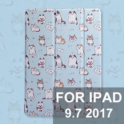 Чехол для планшетов для iPad Mini 1 2 3 4 с милым котиком, чехол с подставкой для iPad Air 1 2, чехол-книжка с функцией автоматического пробуждения и сна - Цвет: For iPad 9.7 2017