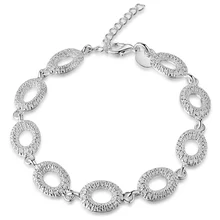 Свадебный браслет роскошные 925 хороший покрытием звено цепи Свадебный браслет Для женщин браслет вечернее платье квадратный PS061