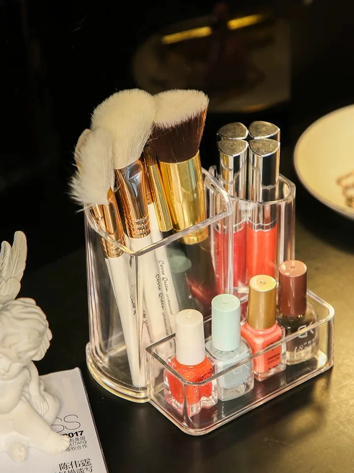 

Business Card Storage Box Transparent Creative Office Stationery Storage Organizer Pen Holder Cosmetic Makeup Brush Storage Box