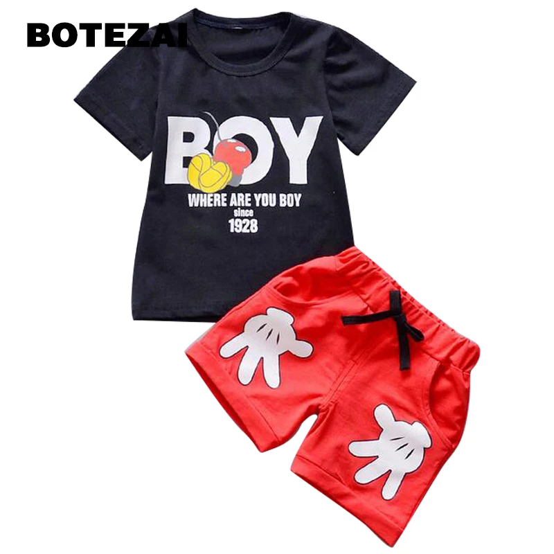 طفل الفتيان مجموعة ملابس الاطفال ملابس الأولاد الصيف 2017 ميكي الكرتون أزياء طفل الفتيان الملابس T-قميص + السراويل دعوى طفل الفتيان مجموعة ملابس الاطفال ملابس الأولاد الصيف 2017 ميكي الكرتون أزياء طفل الفتيان الملابس T-قميص + السراويل دعوى
