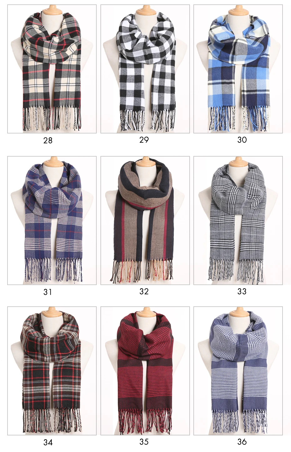 [VIANOSI] клетчатый зимний шарф женский тёплый платок одноцветные шарфы модные шарфы на каждый день кашемировые шарфы