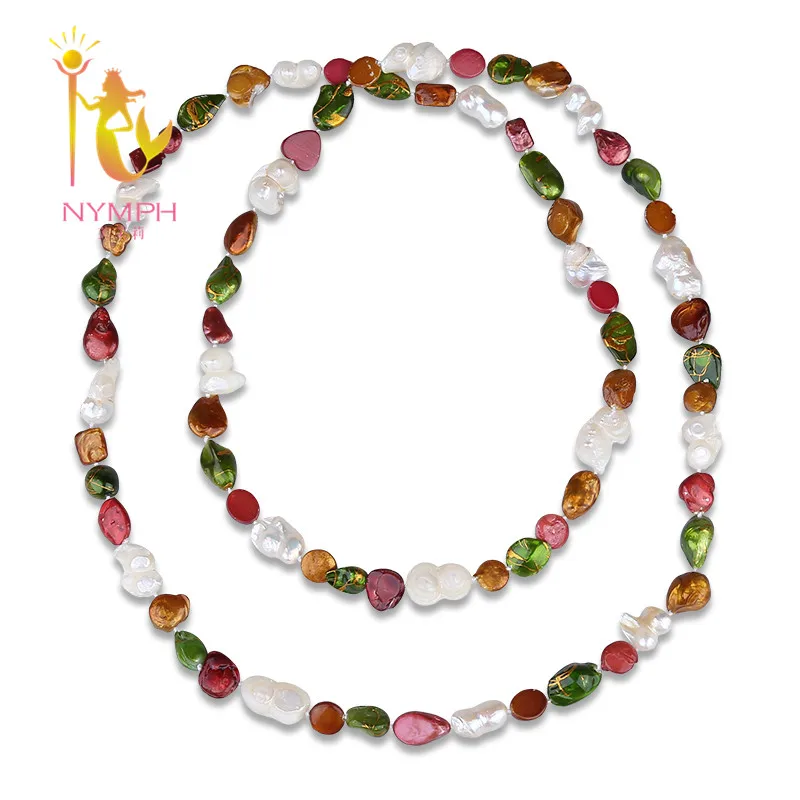 

[NYMPH] Baroque Pearl Necklace Pearl Jewelry Natural Freshwater Irregular Pearl 2 Rows Long New Trendy For Party [X219]