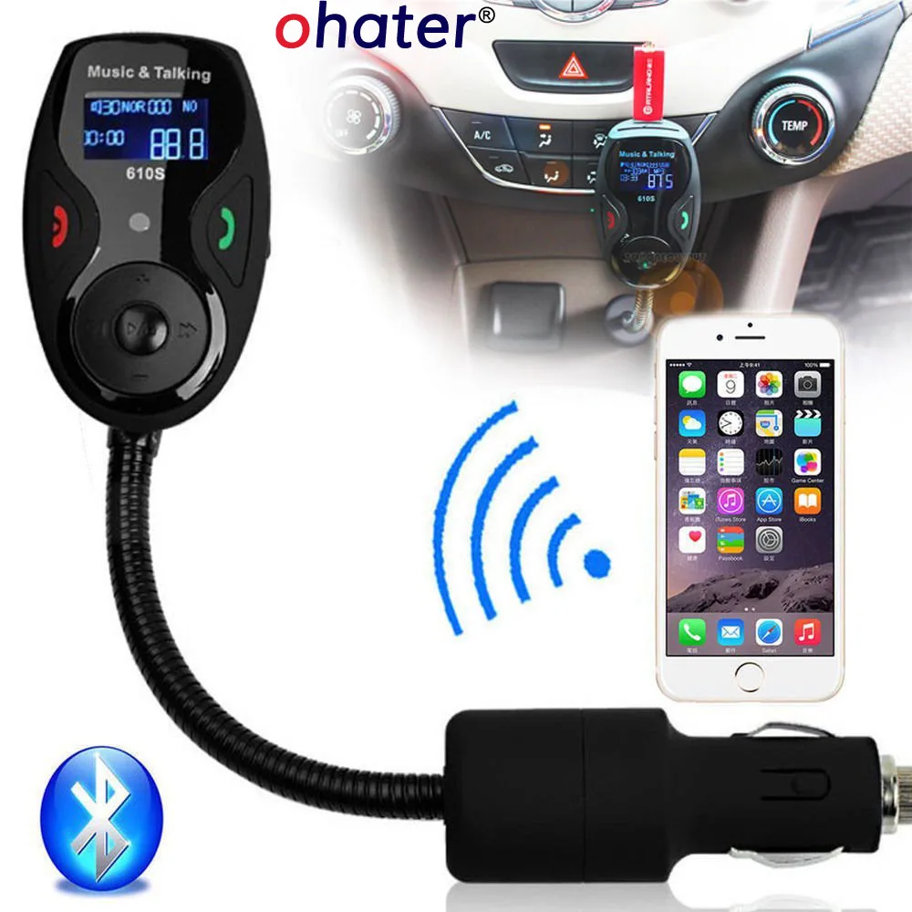 Ohater Car Kit Bluetooth fm-передатчик Беспроводной MP3-плееры модулятор Handsfree ЖК-дисплей с двумя USB Зарядное устройство для iPhone Samsung FM