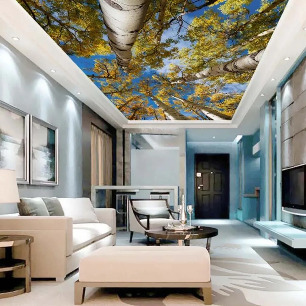 3D Tree Leaves leaf Ceiling Mural Wall Papers Large Size Wallpaper for