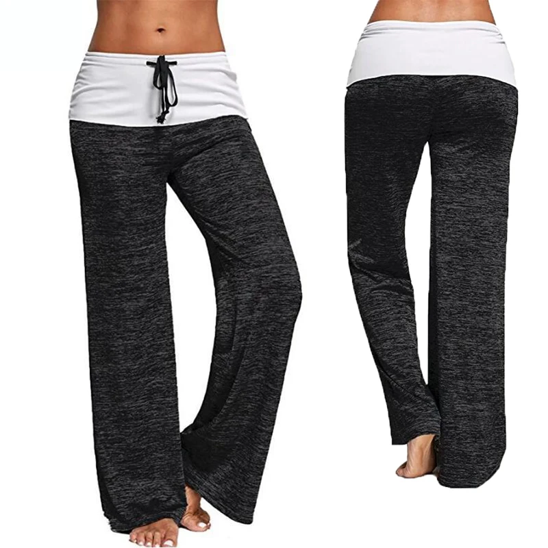 Women Sport Leggings Fitness Yoga Pants patchwork Wide Leg Fitness Leggins Clothing Loose Workout Trousers Sports Clothing suits