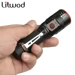 Litwod Z20 XML-T6 1511 USB фонарик с мигалкой аккумуляторный фонарик Увеличить 4 режима факел для 18650 с USB кабель кемпинг