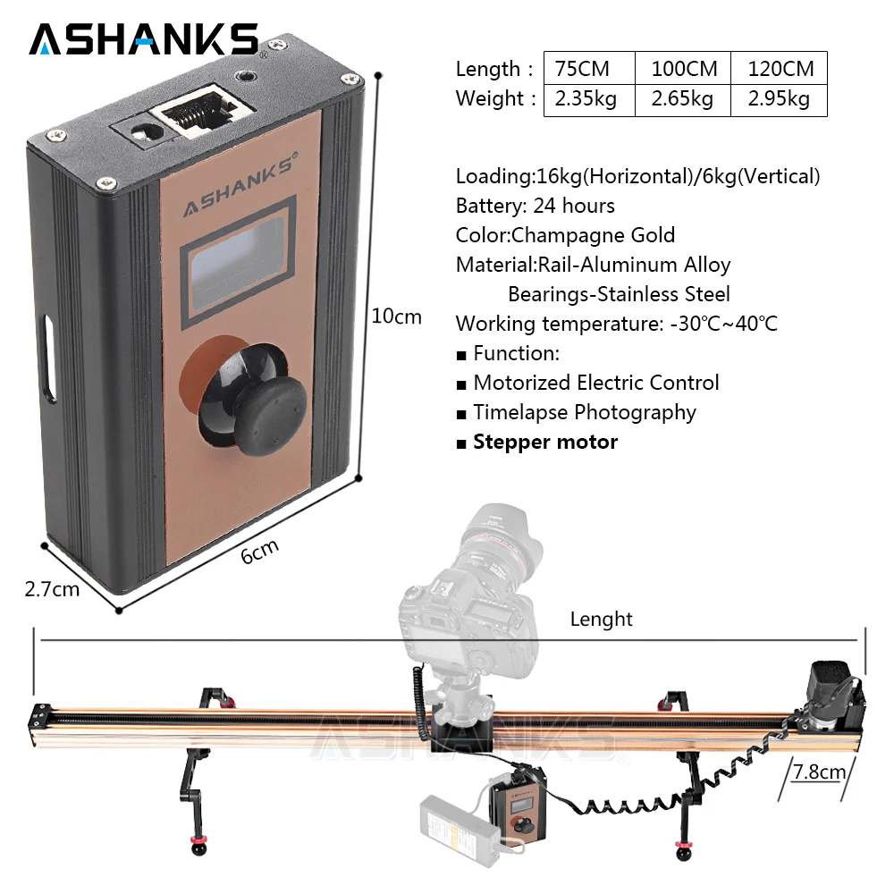 ASHANKS 100 см/39in шаговый двигатель моторизованный Timelapse фотография электрическая задержка Долли камера тележка рельс для Pro Timelapse