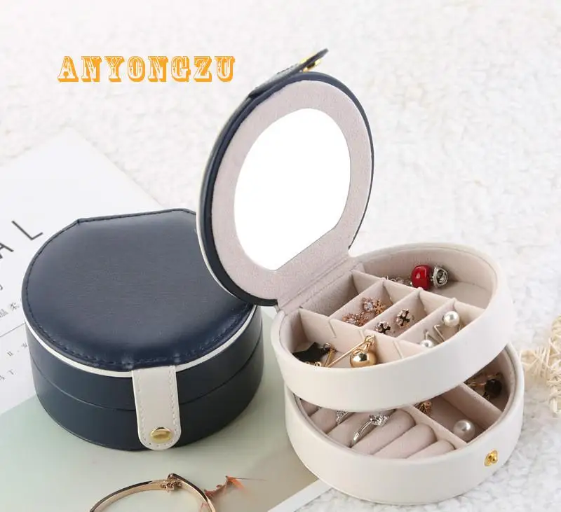 2018 New Multi-layer Korean Small Jewelry Box Portable Leather Earrings Carrying Cases | Украшения и аксессуары