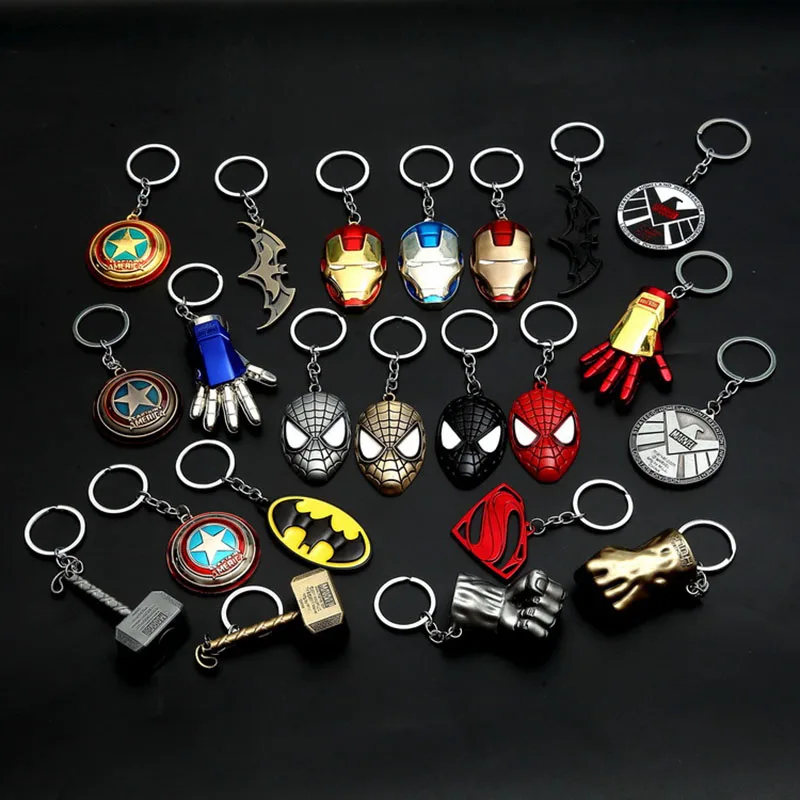 

1PC Captain America Thor Batman Iron Man Superman Spider Man The Avengers Keychain Keyring Movie Super Hero Key Ring Accessories