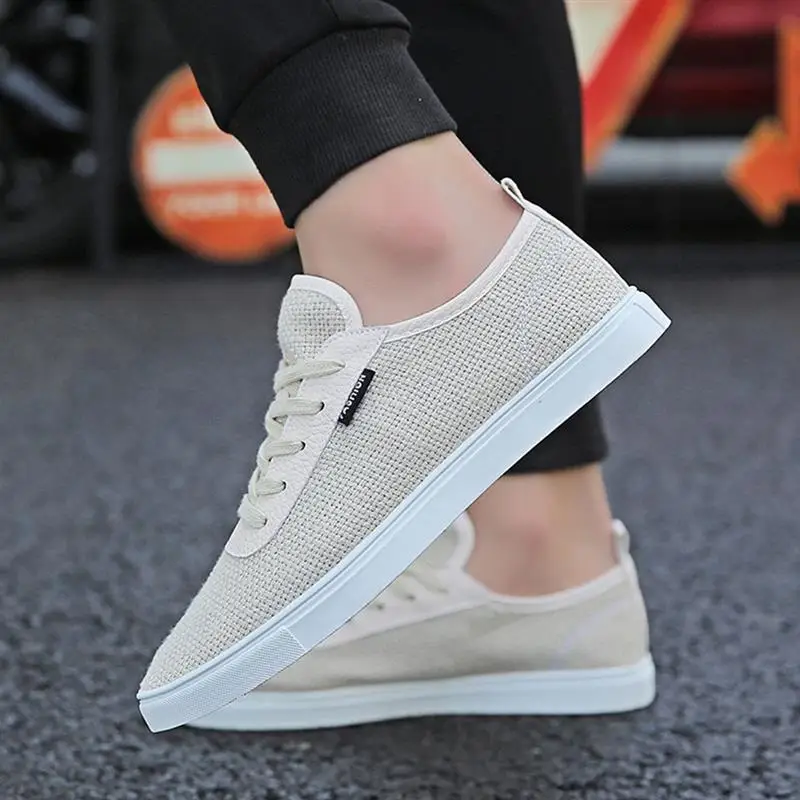 

Men Linen Skateboarding Shoes Male Sneakers Lightweight Plate Shoes Breathable Sneakers Summer Trainer