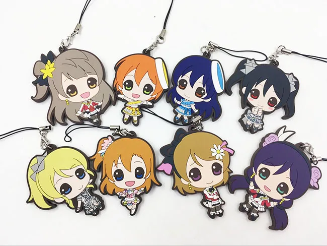 Брелок для телефона G00886 Love Live Kotori аниме Nico Rin Umi Maki Chika Riko Yoshi Kunikida Kanan резиновый