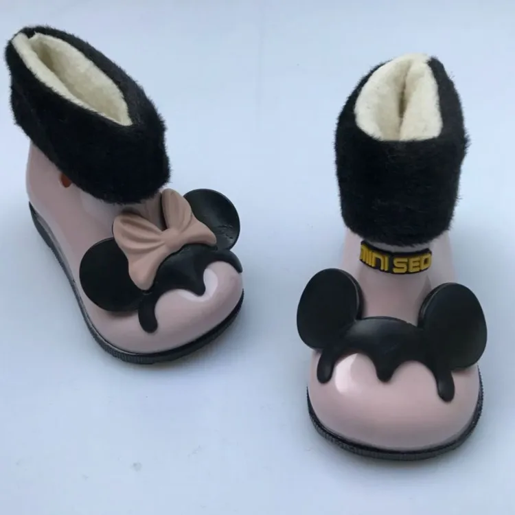 comprar Mini Crianças Chuva Botas De Inverno Do Bebê Meninas Sandálias Da Geléia de Melissa Crianças Botas Sapatos Sapatos de Água Anti Skid Sapatos Mickey Minnie