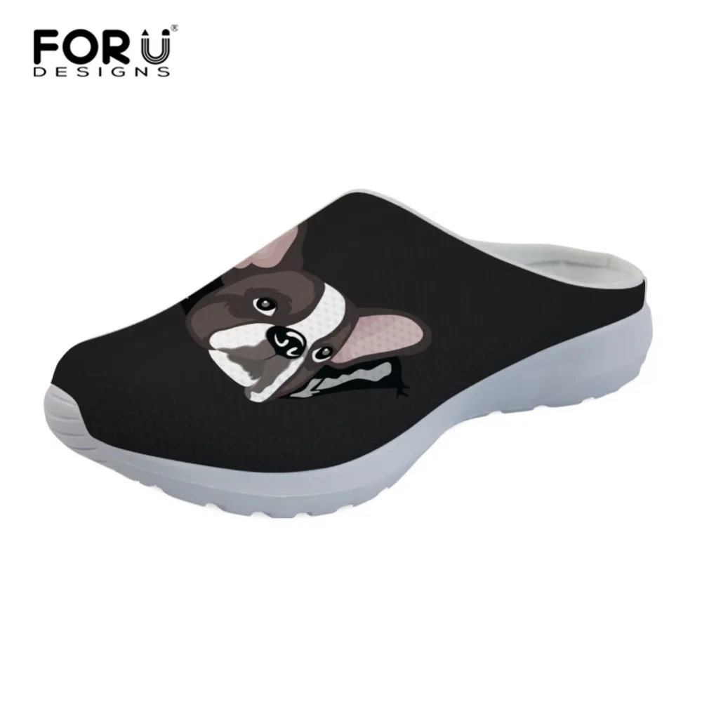

FORUDESIGNS French Bulldog Women Slippers Fashion Autumn Winter Plush Slippers Women Mesh Sandals Flat Shoes femme zapatilla