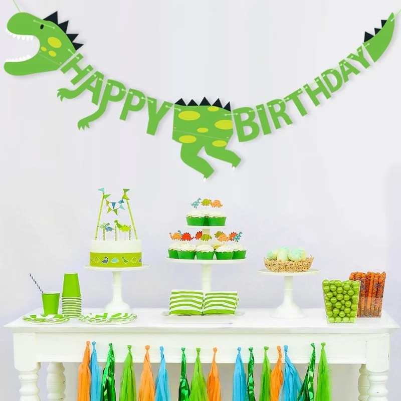 Dinosaur Party Banners Baby Shower Birthday Party Decoration Pennant Kids GiftOJ
