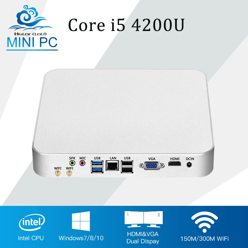 Intel Core i5 4200U Mini PC Linux Computador Win 10/8/7 Вентилятор охлаждения мини настольный компьютер HD графика HTPC офис игровой PC