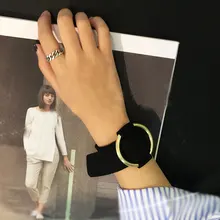 2017 New Fashion Jewelry Circle PU Leather Bracelet for Women Girls Casual Persnality High Quality Punk Black Adjustable Bangles