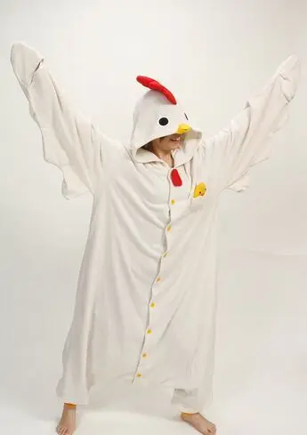 

2017 Unisex Animal Adult White Chicken Onesies Pajama Sete Pyjama Cosplsy Costumes