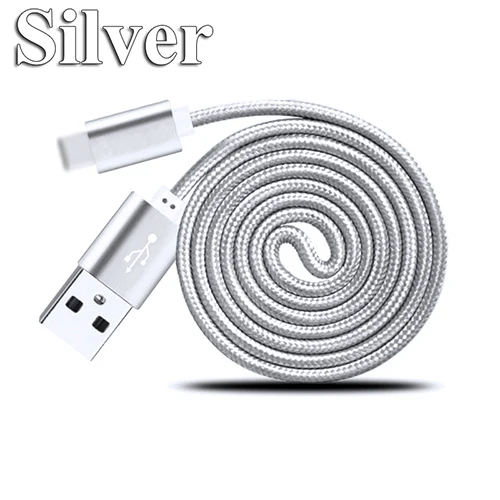 Серебристый Алюминиевый нейлоновый usb type-C кабель для синхронизации данных и быстрой зарядки для huawei P30/Xiaomi Mi 6X 5X/Oneplus 7 6 T/Nexus 6P 5X/Meizu Pro 7 6 5 - Цвет: Серебристый