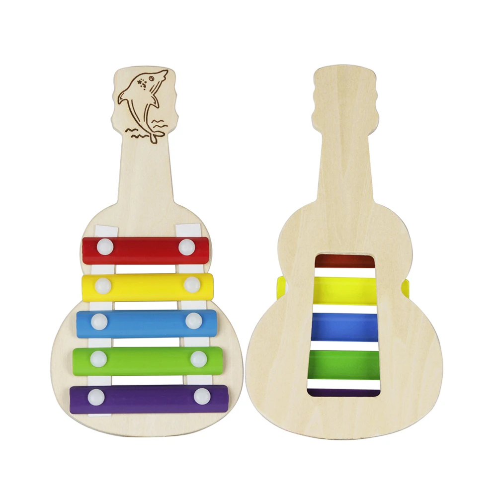 5 нот ксилофон Glockenspiel с 2 Mallets гитара-форма музыкальная игрушка в подарок для детей детские развивающие ударные инструменты