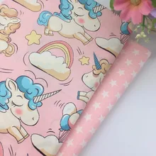 Хлопковая ткань Tissus au Metre Diy шитье Telas de algodon para лоскутное платье Тильда одеяло розовый единорог Радуга облако шар