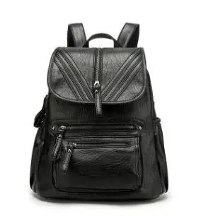 Женский рюкзак из натуральной кожи, винтажные школьные сумки для девочек-подростков, женские рюкзаки, женские дорожные сумки, женские дорожные сумки, новинка C590 - Цвет: Черный