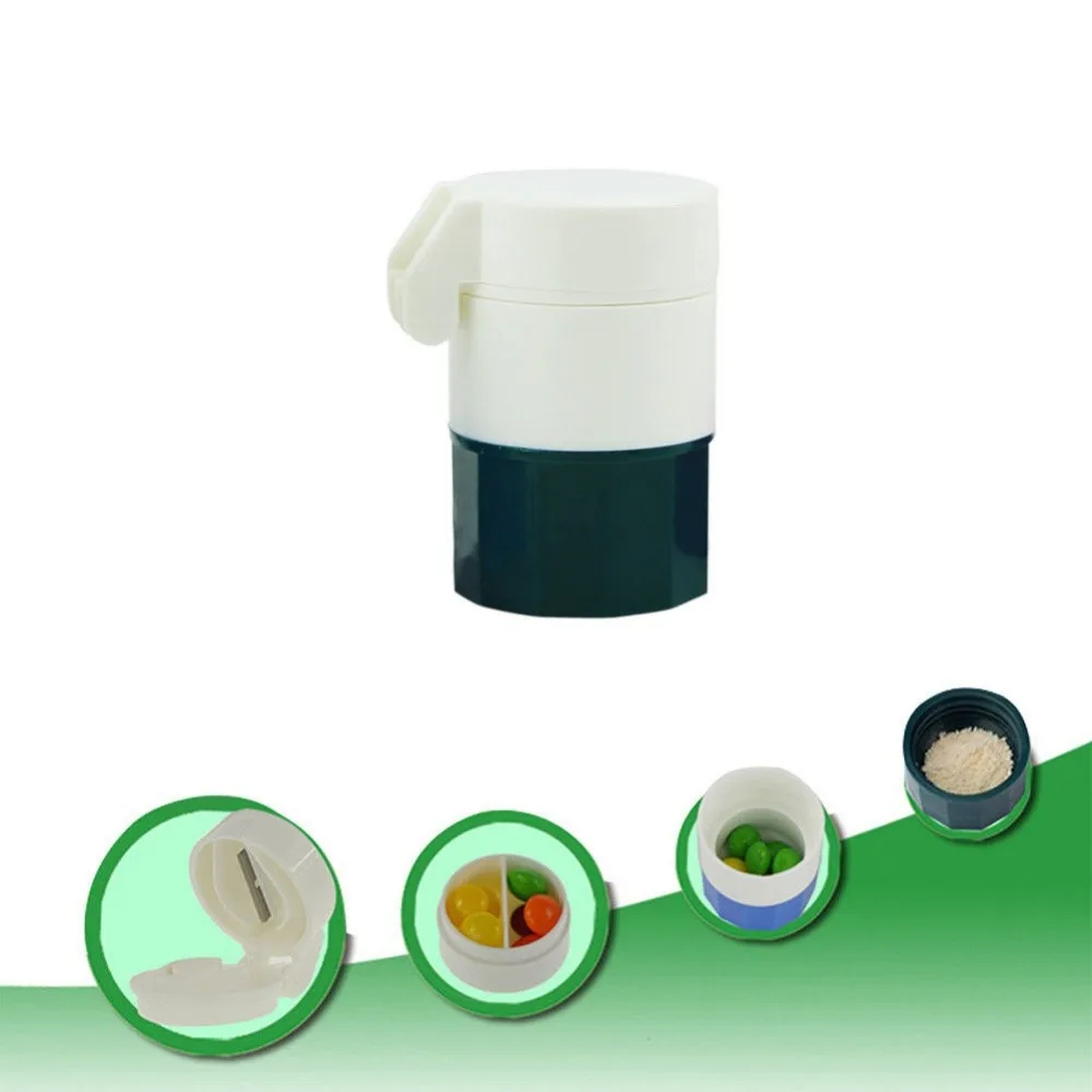 

1 PCS Practical Multi Purpose Pill Medicine Crusher Box Grinder Splitter Tablet 4 Layer Divider Cutter Storage Box Container