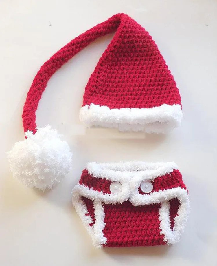 Us 12 65 9 Off Free Shipping Crochet Santa Hat Diaper Cover Set Baby Santa Set Skirt Newborn Photo Prop In Hats Caps From Mother Kids On