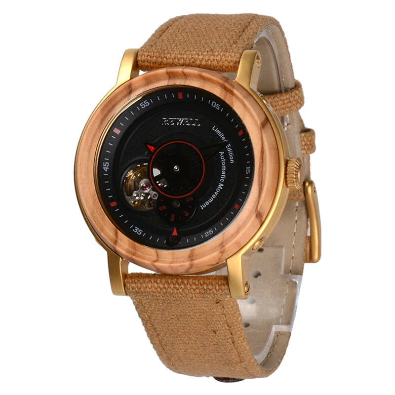 

Bewell men mechanical watches automatic relogio wooden wrist watches for male round natural wood design wooden watches W158A