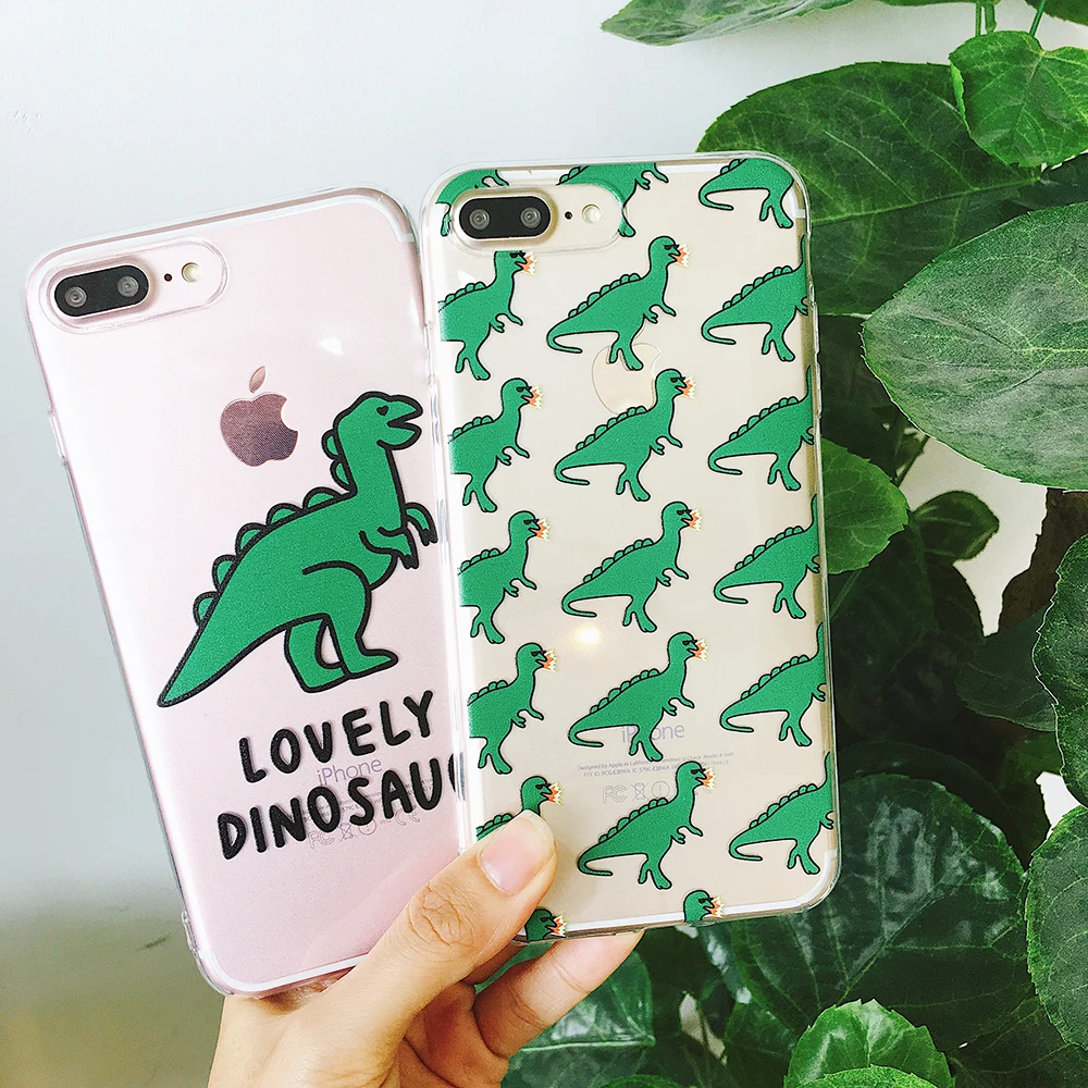 Cute Transparent dinosaur Pattern Phone Case For iPhone X