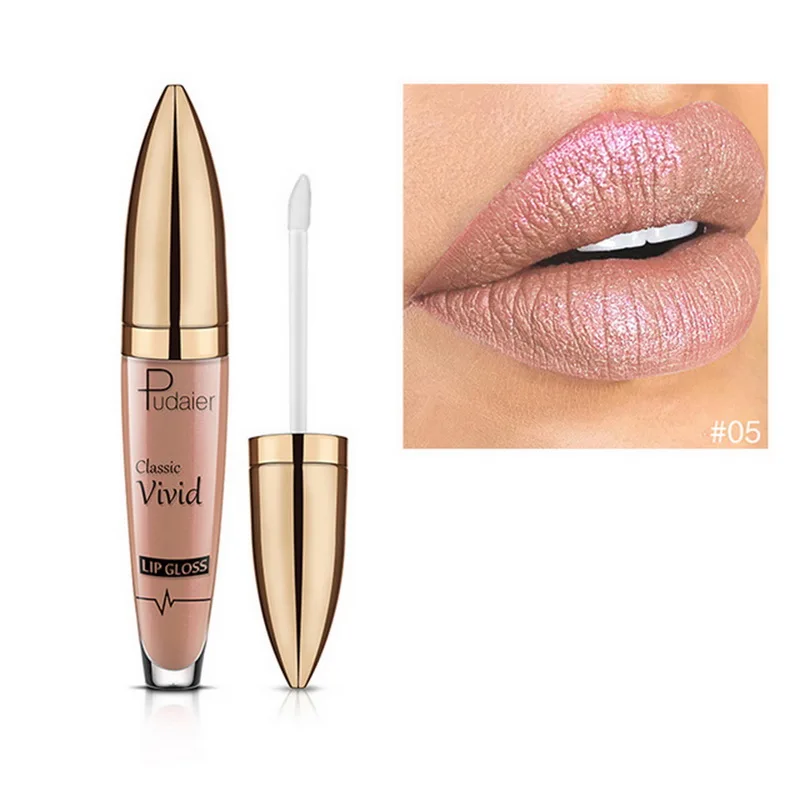 

Pudaier Fashion Nude Shimmer Lipgloss Makeup Diamond Liquid Lipstick Shimmer Cosmetics Glitter Crystal Lip Gloss Lasting Batom